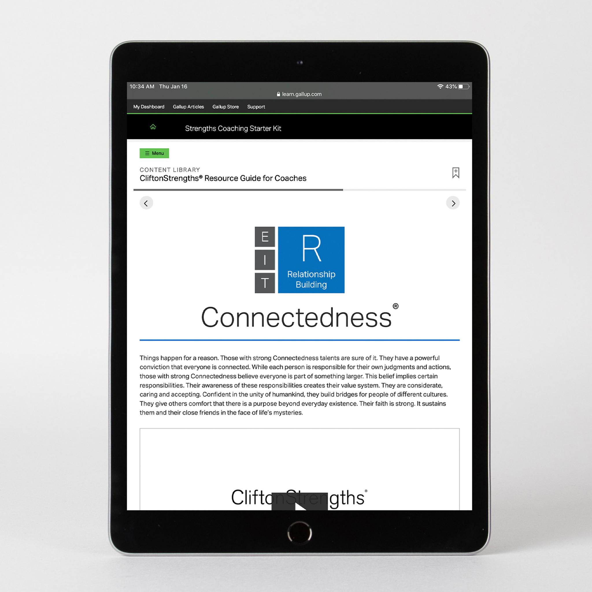 Digital kit displayed on device, featuring the Connectedness theme page.