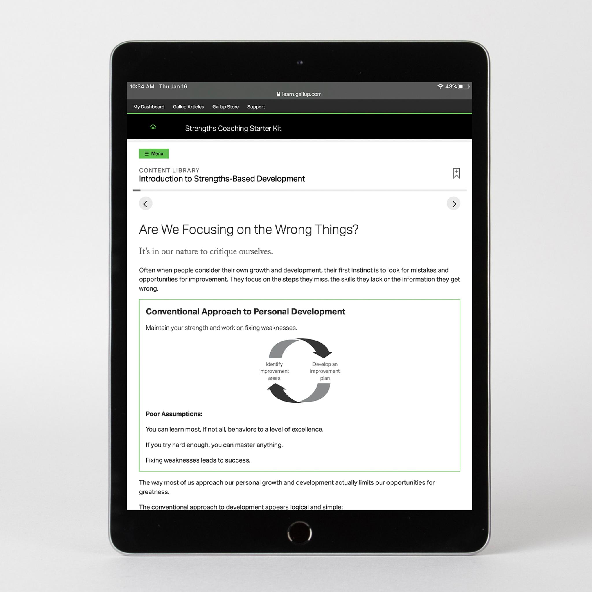 Digital kit displayed on device, featuring the Are We Focusing on the Wrong Things? page.